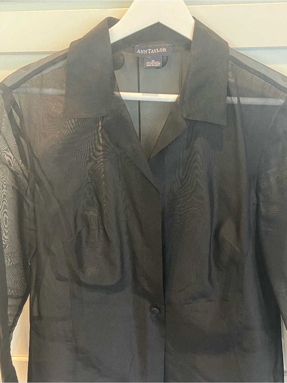 Ann Taylor Black Women's Overlay Shimmer Blazer - Tailored Collar Jacket